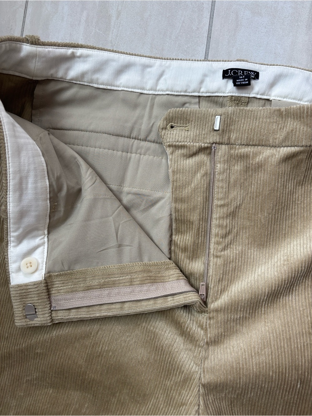 J. Crew NWT Tall Wide-Leg Trouser Stretch Corduroy Beige Buckthorn 16T - Picture 7 of 15